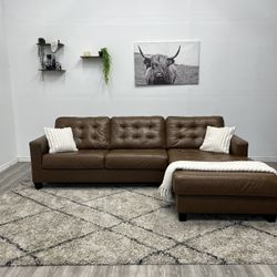 Real Leather Sectional Couch 112x73