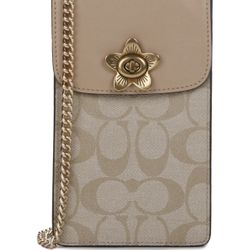 Coach | Light Khaki & Beechwood Signature Phone Crossbody Bag