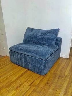 SALE! New Single Blue Cloud Deep Seat Sofa Accent Chair Corduroy Fabric,