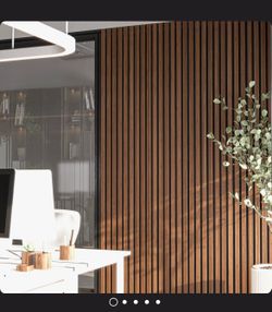 106" x 12.6"  set of two Acoustic Wood Wall Paneling, Dark chestnut Decorative Soundproof Panels for Walls and Ceilings, 3D Slat Wood Wall Panels (Set
