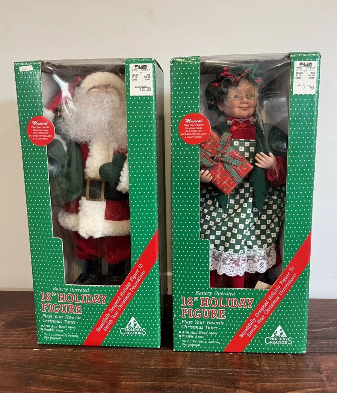 Santa Mrs Claus Animatronic Figure Musical Christmas Holiday Set New Vintage 90s