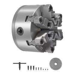 880# 6-Jaw Lathe Chuck, 6 Inch (160 mm), Self-Centering Chuck with D1-4 Cam Lock Backing Plate, 0.12-5.71 in (3-145 mm) Clamping Range with T-wrench S