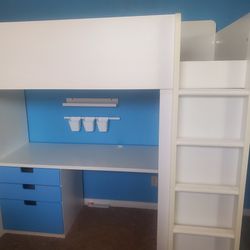 Twin Loft Bunk Bed With Desk Drawers Shelves Closet Ikea Stuva Fritid