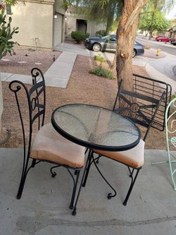 Wrought Iron Bistro Table and Chairs Set