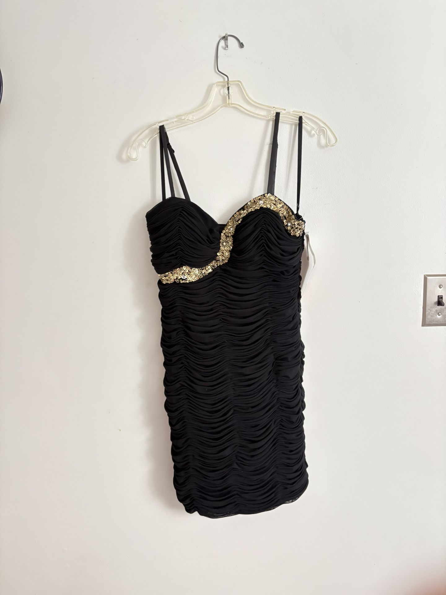 Black & Gold Sequin Bodycon Dress