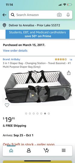 Aribaby 3 in 1 bag, bassinet, diaper bag
