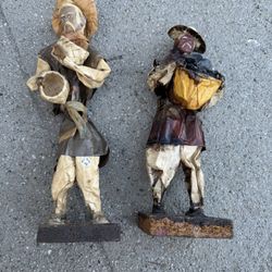 vintage, handmade Mexican folk art sculpture made of paper machete set of 2