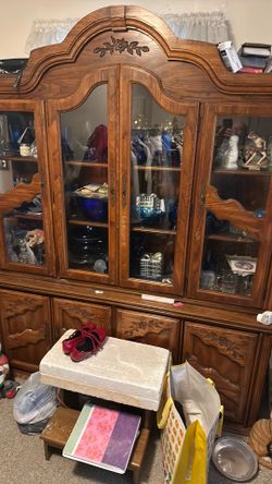 China hutch with dishes