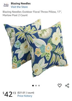 Outdoor Floral Throw pillow 17". 2 count