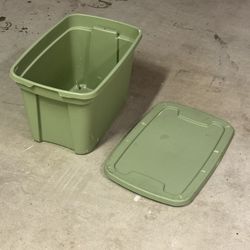 One (1) Green Storage Bins Totes Perfect For Garage