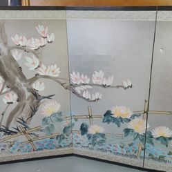 Small Japanese Folding Screen Painting Magnolia Blossom