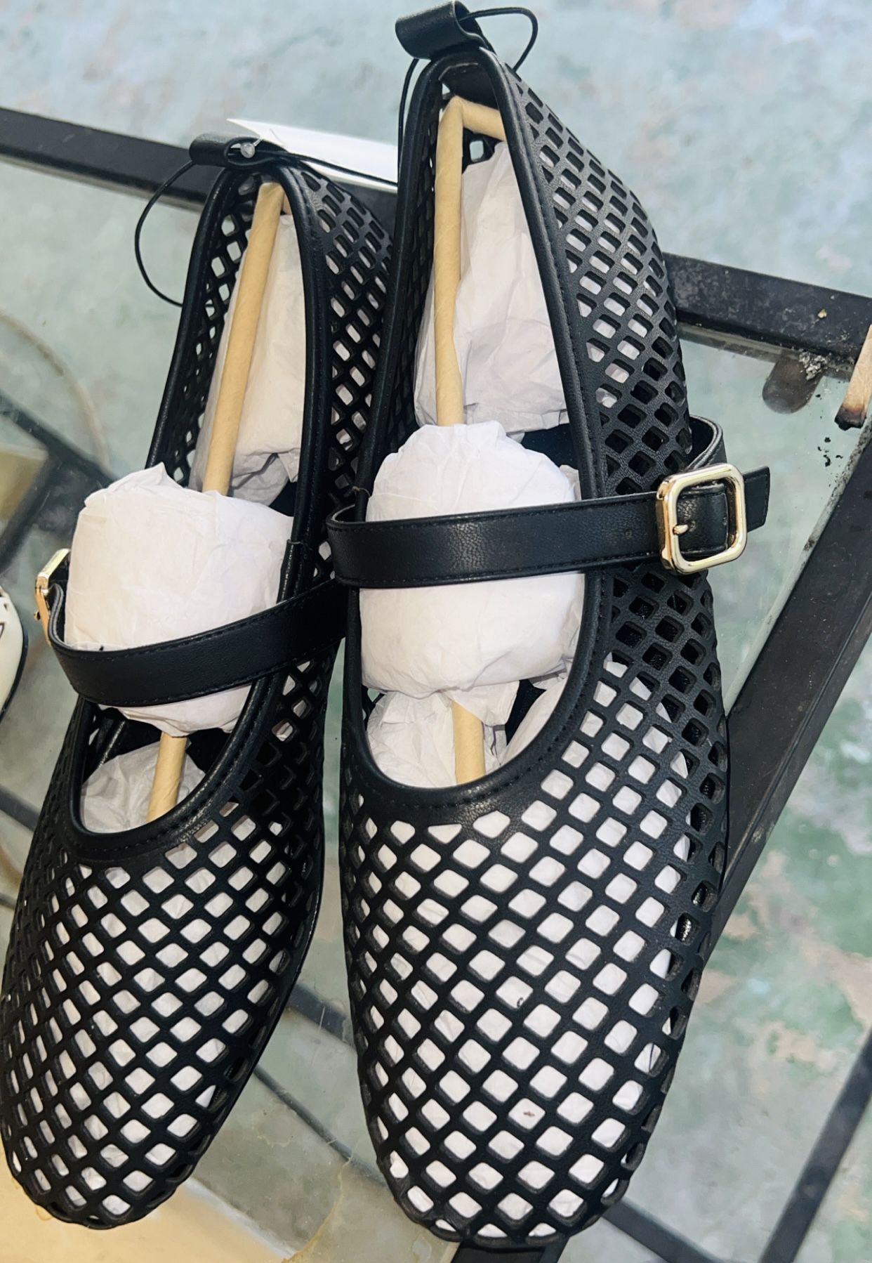 Black Mesh Flat Ballet style shoes H&M