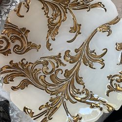 Two Gold And White Glass Big Bowls