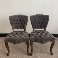 Set of 2 Gray Upholstered Chairs
