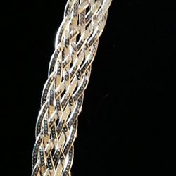 Italian Silver Braided Choker Necklace 16 inches long.
