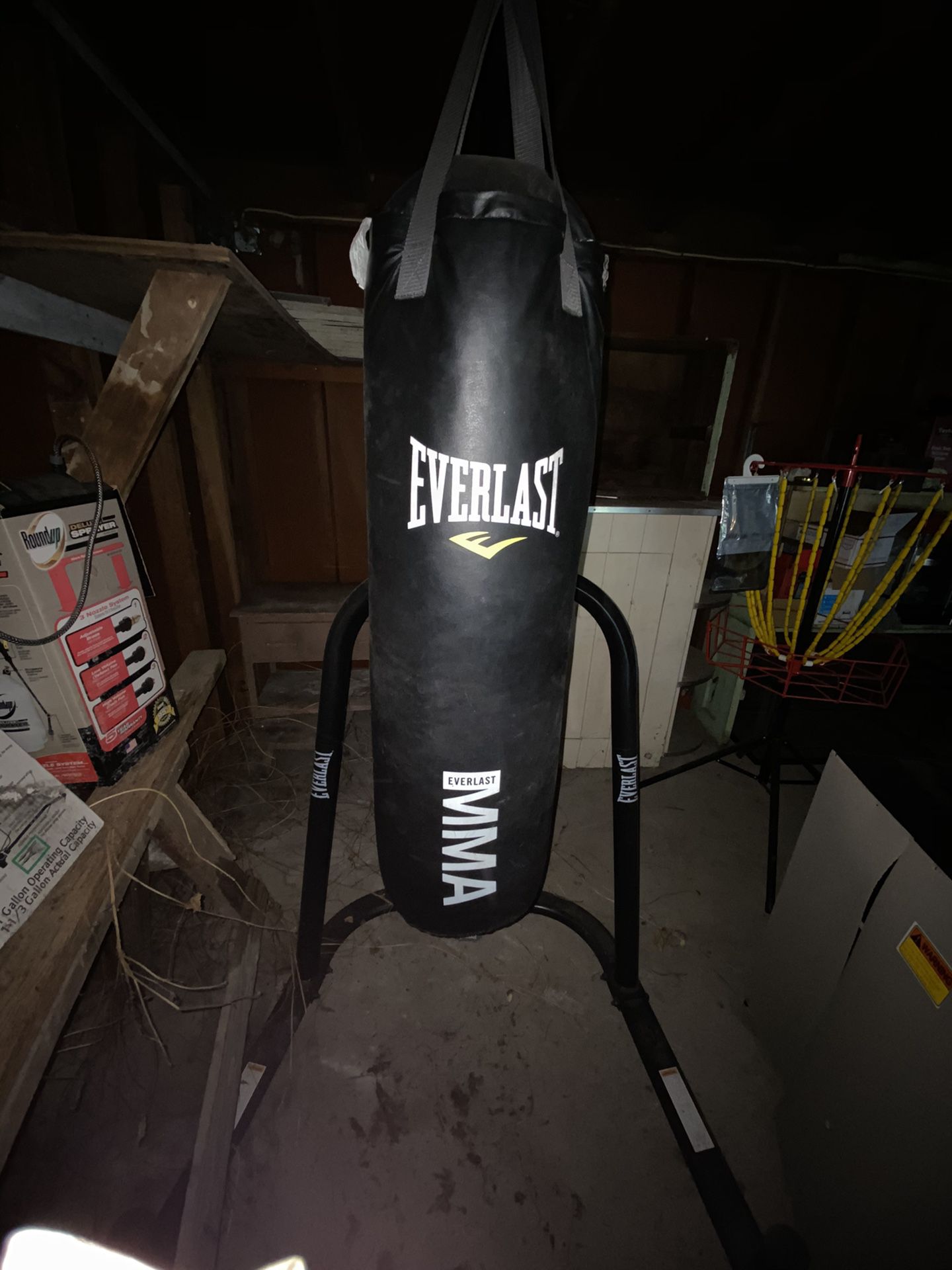 Punching bag with stand.