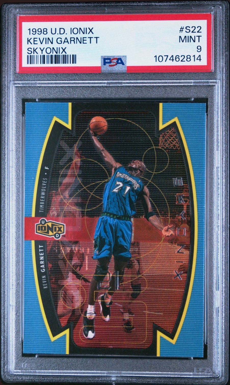 1998-99 UD Ionix #S22 Kevin Garnett RARE SKYONIX INSERT Card - GRADED PSA 9 MINT CONDITION!✨