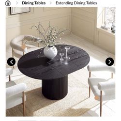 Maru Round 4-6 Seater Extending Oak Pedestal Dining Table, Black