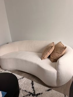 Curved Boucle Sofa in Cream