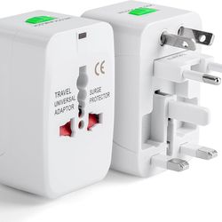 Universal Travel Adapter Compact International Power Adapter Outlets Flight USA EU UK India China