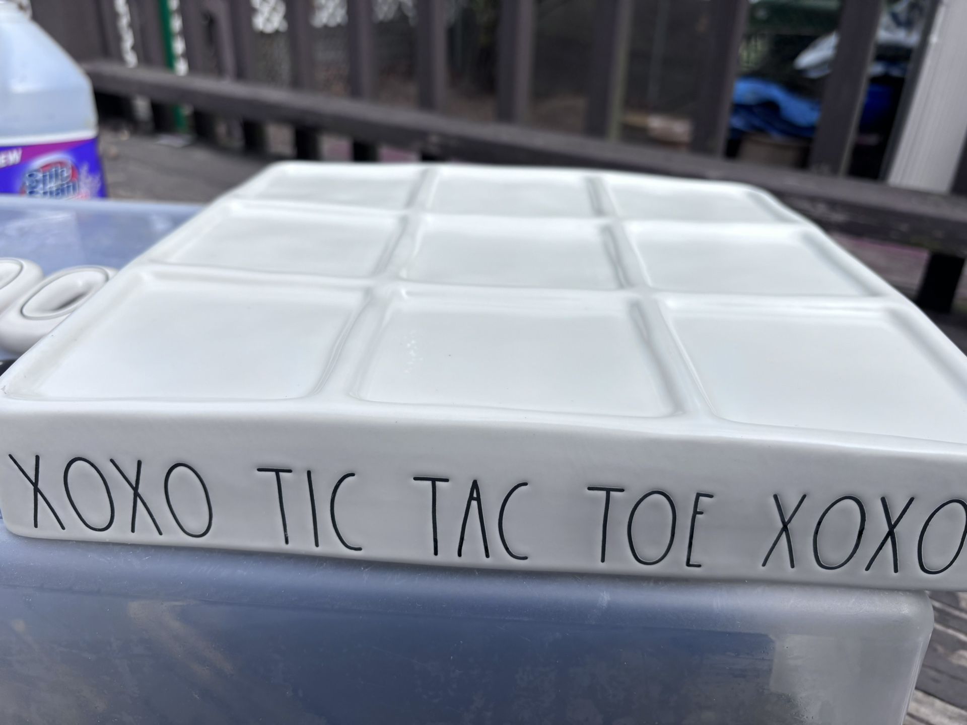 Rae Dunn Ceramic Tic Tac Toe Game Set - XOXO Design