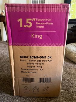 1.5" Eggcrate Gel Memory Foam Topper King