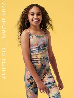 Athleta Girl x Simone Biles brushstroke longline bra tank top kids size 7
