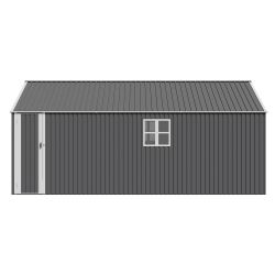 12x20 FT Heavy Duty Metal Garage Shed, Outdoor Storage Building with Double Doors & 2 Windows, Waterproof All-Weather Steel Carport for Car Truck Moto
