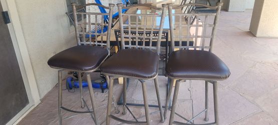 Set of 3 Metal Swivel Bar Stools