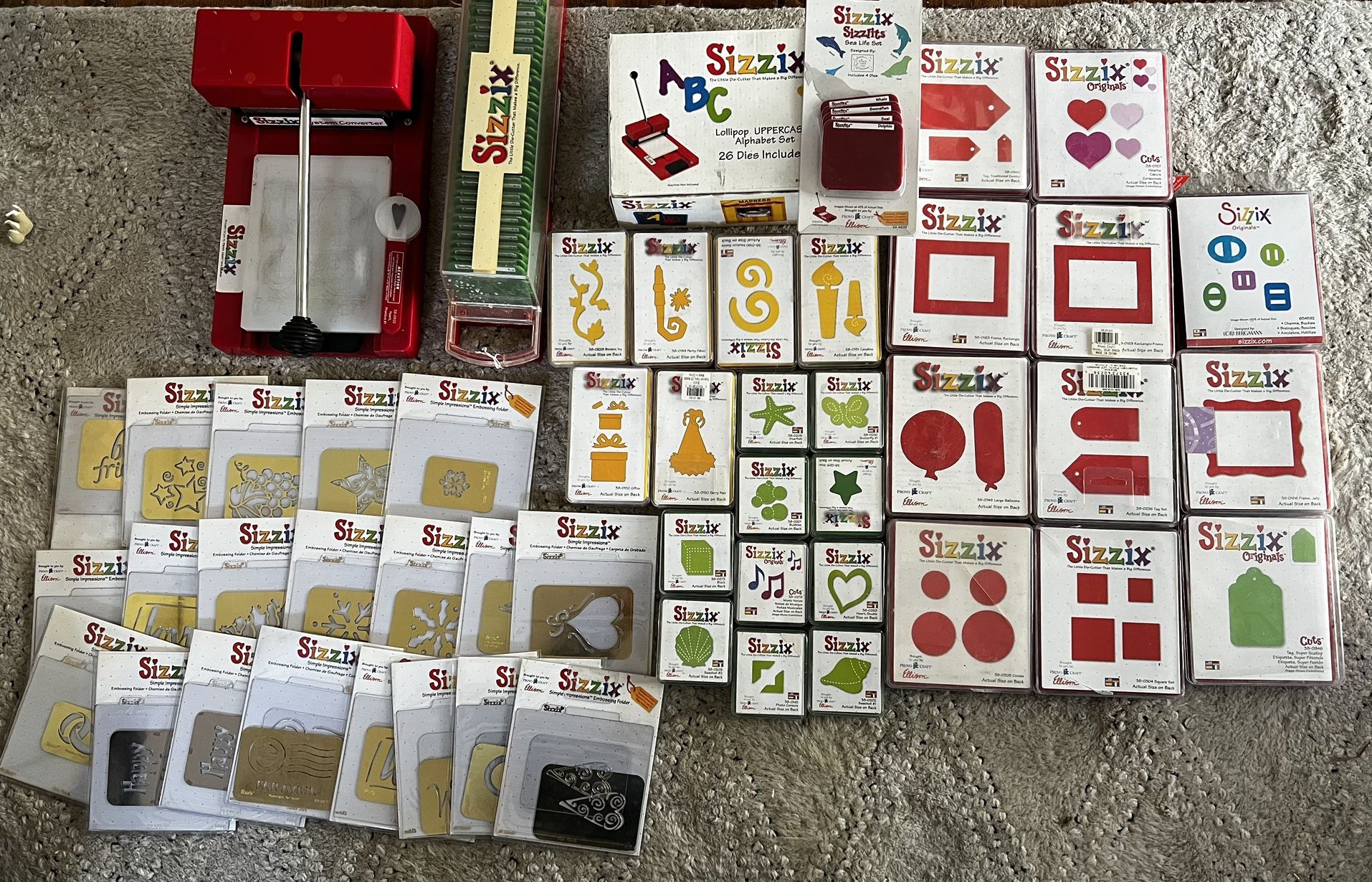 Sizzix Huge Lot W/ 100+ Items. Die-Cutter Embossing Machine