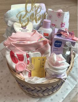 Baby girl welcome home basket