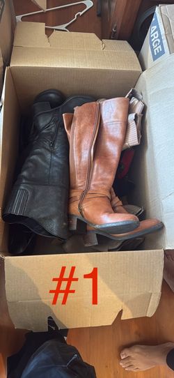 Boxes of clothes and shoes