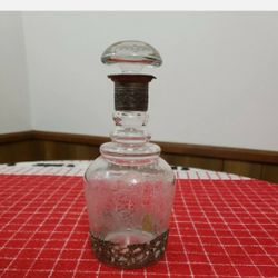 Antique German Crystal And Sterling Silver Decanter Bottle With Stopper