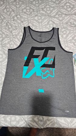 NWT Fox Racing Men's Head Over Heels Tech Tank Top XL Gray Teal TRUDRI