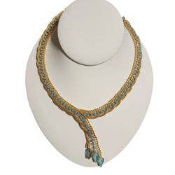 Hobe BEST OFFER. Egyptian Style Turquoise Art glass Gold Tone Necklace. 