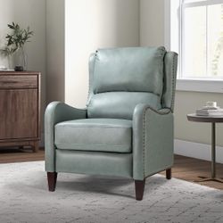 HULALA HOME Leather Recliner Chair, Modern Push Back Recliner Chair with Adjustable Backrest & Footrest, Casual Single Leather Sofa, Comfy Upholstered