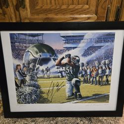 Framed Jeremiah Trotter Autographed Watercolor Portrait 