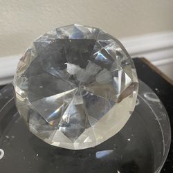 Diamond Shaped Crystal Glass Paperweight with 3D Laser Etched Roses