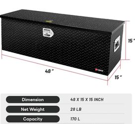 New New 48 Inch Aluminum Truck Tool Box Lockable Truck Bed Tool Box Waterproof Truck Bed Storage Box with Gas Struts & Side Handle