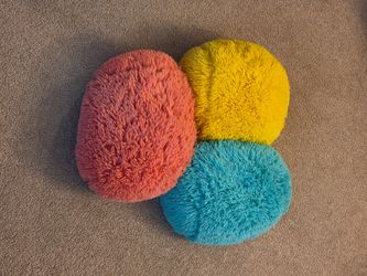 Lot of 3 Colorful Pill Shaped Pillows