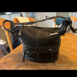 Maxx New York Black Leather Bucket / Hobo Purse 