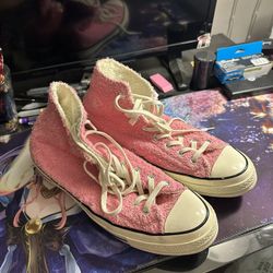 Size 10 Converse Chuck Taylor 70 Hi 'Fuzzy Bunny' Pink Terry Cloth Upper Hi-Top Sneakers