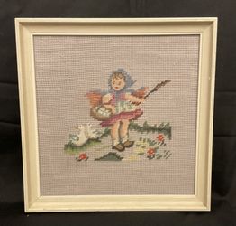 Vintage- Beautiful Set Of 4 Needlepoint Handmade