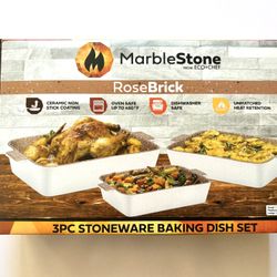 3PC Stoneware Baking Dish Set