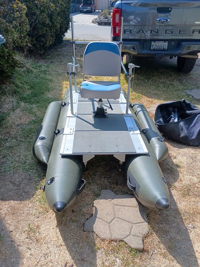 Aquos Inflatable Pontoon With Seat And Trolling Motor