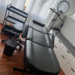 ESTHETICIAN/LASH BED+STOOL+CART+TRASHCAN+LIGHTS (NEW) - $400