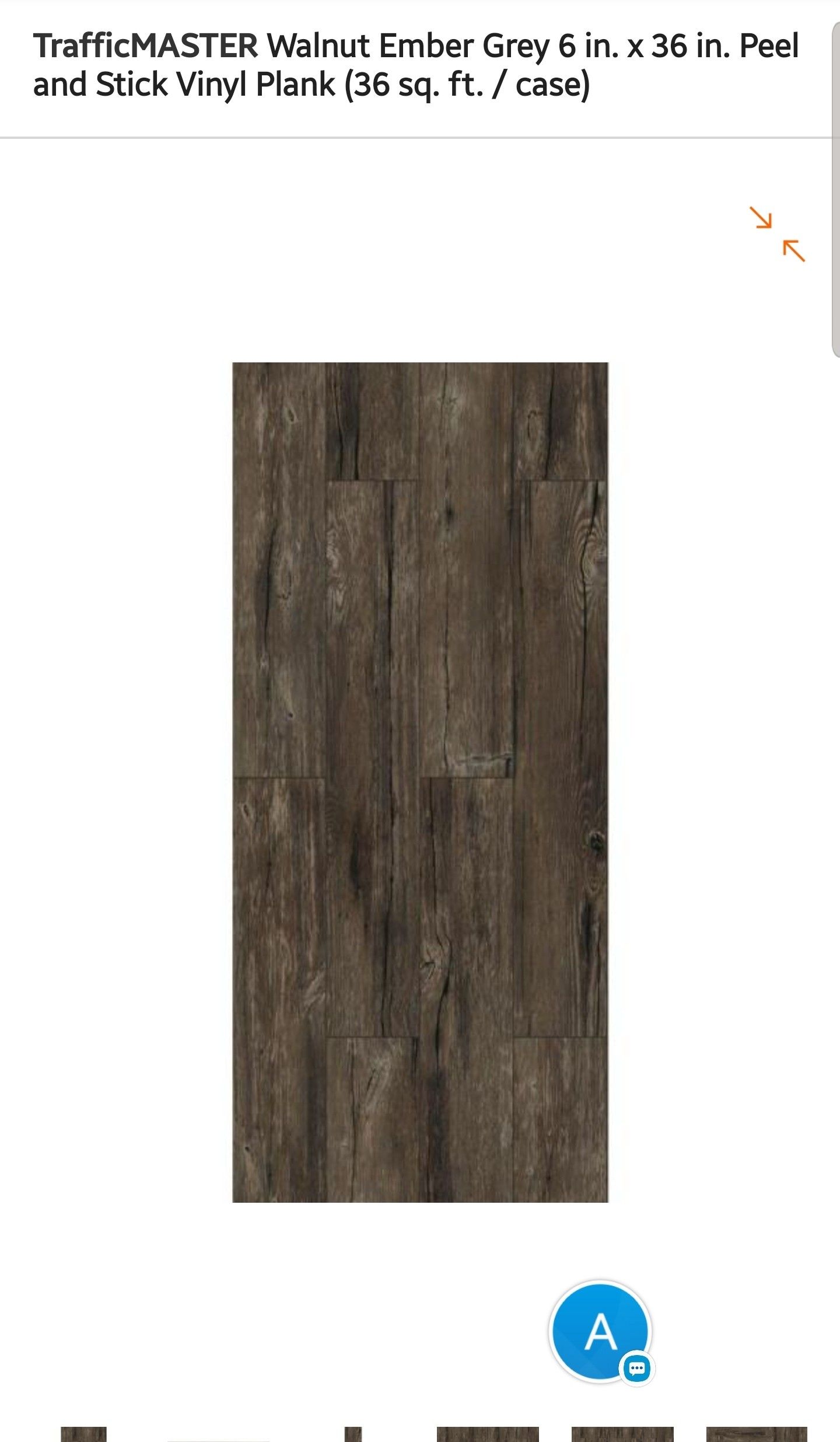 New TrafficMaster Walnut Ember Grey Peel And Stick Vinyl, Retail $35!! - $18