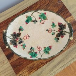 Vintage Clifton Decor 13" Oval Platter with Handles Floral with Blackberries 