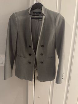 Women's Light Gray Double-Breasted Blazer