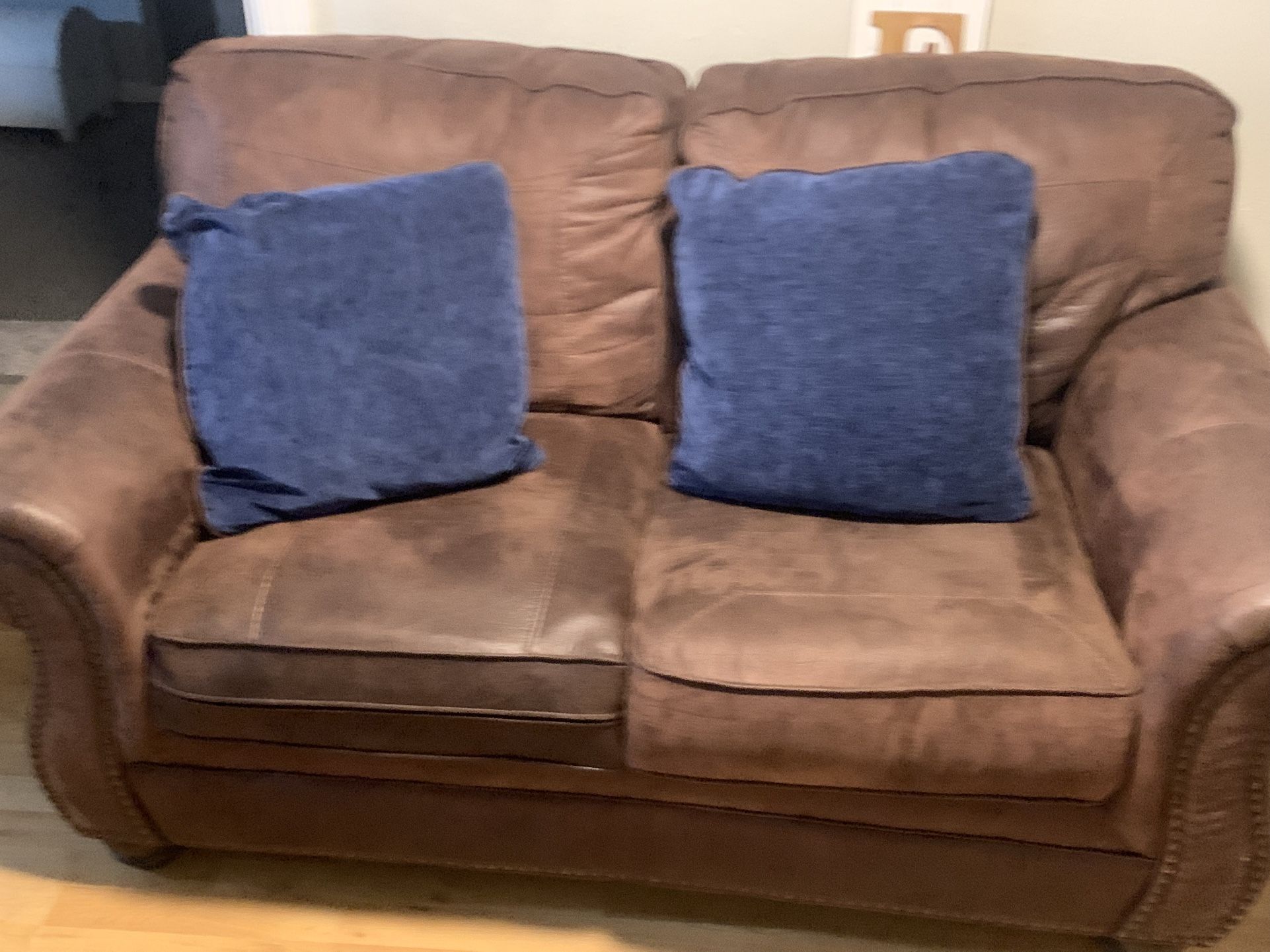 Brown suede couch